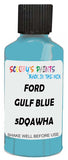 Detail brush applying Blue Solid to a small door scratch on an Ford Gt, clean OEM finish