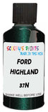 Detail brush applying Green Metallic to a small door scratch on an Ford Ranger, clean OEM finish