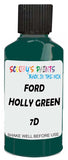 Detail brush applying Green Solid to a small door scratch on an Ford Bronco, clean OEM finish