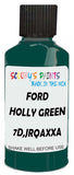 Detail brush applying Green Solid to a small door scratch on an Ford Medium Truck, clean OEM finish