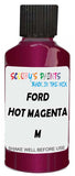 Detail brush applying Red Metallic to a small door scratch on an Ford Australia Fiesta, clean OEM finish
