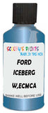 Detail brush applying Blue Metallic to a small door scratch on an Ford Focus, clean OEM finish