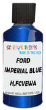 Detail brush applying Blue Metallic to a small door scratch on an Ford Mondeo, clean OEM finish