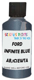 Detail brush applying Blue Metallic to a small door scratch on an Ford Bronco, clean OEM finish