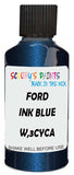Detail brush applying Blue Metallic to a small door scratch on an Ford Fiesta Courier, clean OEM finish