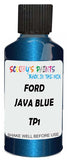 Detail brush applying Blue Metallic to a small door scratch on an Ford Maverick, clean OEM finish