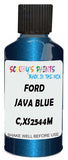 Detail brush applying Blue Metallic to a small door scratch on an Ford Scoop, clean OEM finish