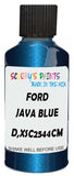 Detail brush applying Blue Metallic to a small door scratch on an Ford Orion, clean OEM finish