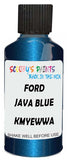 Detail brush applying Blue Metallic to a small door scratch on an Ford Fiesta, clean OEM finish