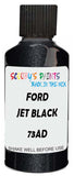 Detail brush applying Black Metallic to a small door scratch on an Ford Transit, clean OEM finish