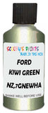 Detail brush applying Green Metallic to a small door scratch on an Ford Escape, clean OEM finish
