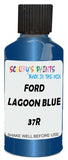 Detail brush applying Blue Metallic to a small door scratch on an Ford Ranger, clean OEM finish