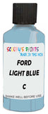Detail brush applying Blue Solid to a small door scratch on an Ford Trucks, clean OEM finish