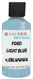 Detail brush applying Blue Solid to a small door scratch on an Ford Heavy Truck, clean OEM finish