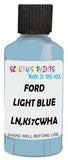 Detail brush applying Blue Solid to a small door scratch on an Ford Crown Victoria, clean OEM finish