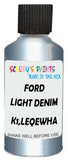 Detail brush applying Blue Metallic to a small door scratch on an Ford Taurus, clean OEM finish