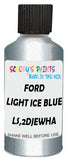 Detail brush applying Blue Metallic to a small door scratch on an Ford Explorer, clean OEM finish