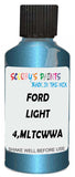 Detail brush applying Blue Metallic to a small door scratch on an Ford Focus, clean OEM finish