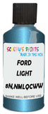 Detail brush applying Blue Metallic to a small door scratch on an Ford Transit, clean OEM finish