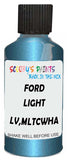 Detail brush applying Blue Metallic to a small door scratch on an Ford Focus, clean OEM finish
