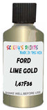 Detail brush applying Gold Metallic to a small door scratch on an Ford Trucks, clean OEM finish