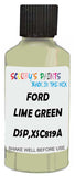 Detail brush applying Green Solid to a small door scratch on an Ford Transit, clean OEM finish