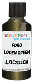 Detail brush applying Green Metallic to a small door scratch on an Ford Orion, clean OEM finish