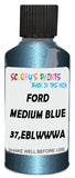 Detail brush applying Blue Metallic to a small door scratch on an Ford Heavy Truck, clean OEM finish