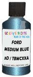 Detail brush applying Blue Metallic to a small door scratch on an Ford Galaxie 500, clean OEM finish