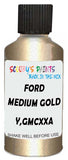 Detail brush applying Gold Metallic to a small door scratch on an Ford Heavy Truck, clean OEM finish
