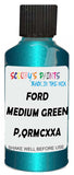 Detail brush applying Green Metallic to a small door scratch on an Ford Econoline, clean OEM finish
