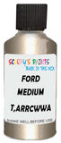Detail brush applying Gold Metallic to a small door scratch on an Ford Focus, clean OEM finish