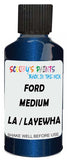Detail brush applying Blue Metallic to a small door scratch on an Ford Gt, clean OEM finish