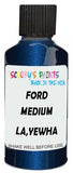 Detail brush applying Blue Metallic to a small door scratch on an Ford Mustang, clean OEM finish