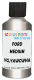 Detail brush applying Beige Metallic to a small door scratch on an Ford Ranger, clean OEM finish