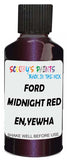 Detail brush applying Red Metallic to a small door scratch on an Ford Contour, clean OEM finish