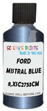 Detail brush applying Blue Metallic to a small door scratch on an Ford Mondeo, clean OEM finish