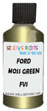 Detail brush applying Green Metallic to a small door scratch on an Ford Truck, clean OEM finish