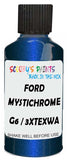 Detail brush applying Blue Metallic to a small door scratch on an Ford Mustang Cobra, clean OEM finish