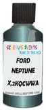 Detail brush applying Green Metallic to a small door scratch on an Ford Focus, clean OEM finish