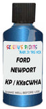 Detail brush applying Blue Metallic to a small door scratch on an Ford Navajo, clean OEM finish