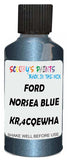 Detail brush applying Blue Metallic to a small door scratch on an Ford Freestar, clean OEM finish