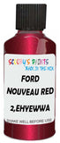 Detail brush applying Red Metallic to a small door scratch on an Ford Mondeo, clean OEM finish