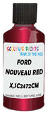 Detail brush applying Red Metallic to a small door scratch on an Ford Granada, clean OEM finish