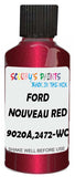 Detail brush applying Red Metallic to a small door scratch on an Ford Fiesta, clean OEM finish