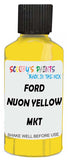 Detail brush applying Yellow Solid to a small door scratch on an Ford Transit, clean OEM finish