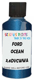 Detail brush applying Blue Metallic to a small door scratch on an Ford Fusion, clean OEM finish