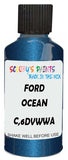 Detail brush applying Blue Metallic to a small door scratch on an Ford Fusion, clean OEM finish