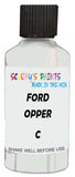 Detail brush applying White Solid to a small door scratch on an Ford Trucks, clean OEM finish
