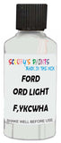 Detail brush applying White Solid to a small door scratch on an Ford Taurus, clean OEM finish